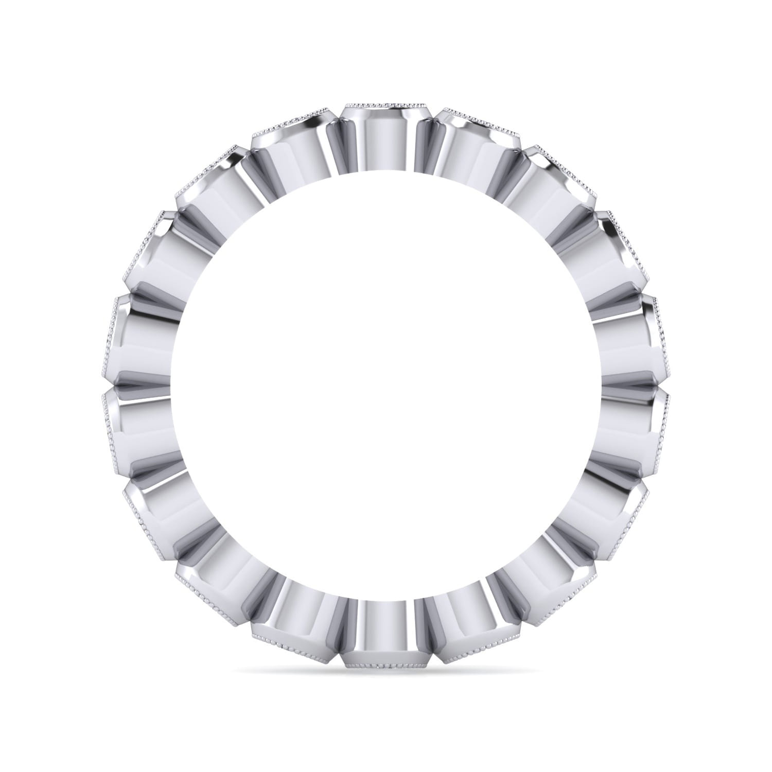 Eternity Band Wedding Ring in 14k White Gold with Round Natural Diamond at Gabriel & Co. - Shot 2