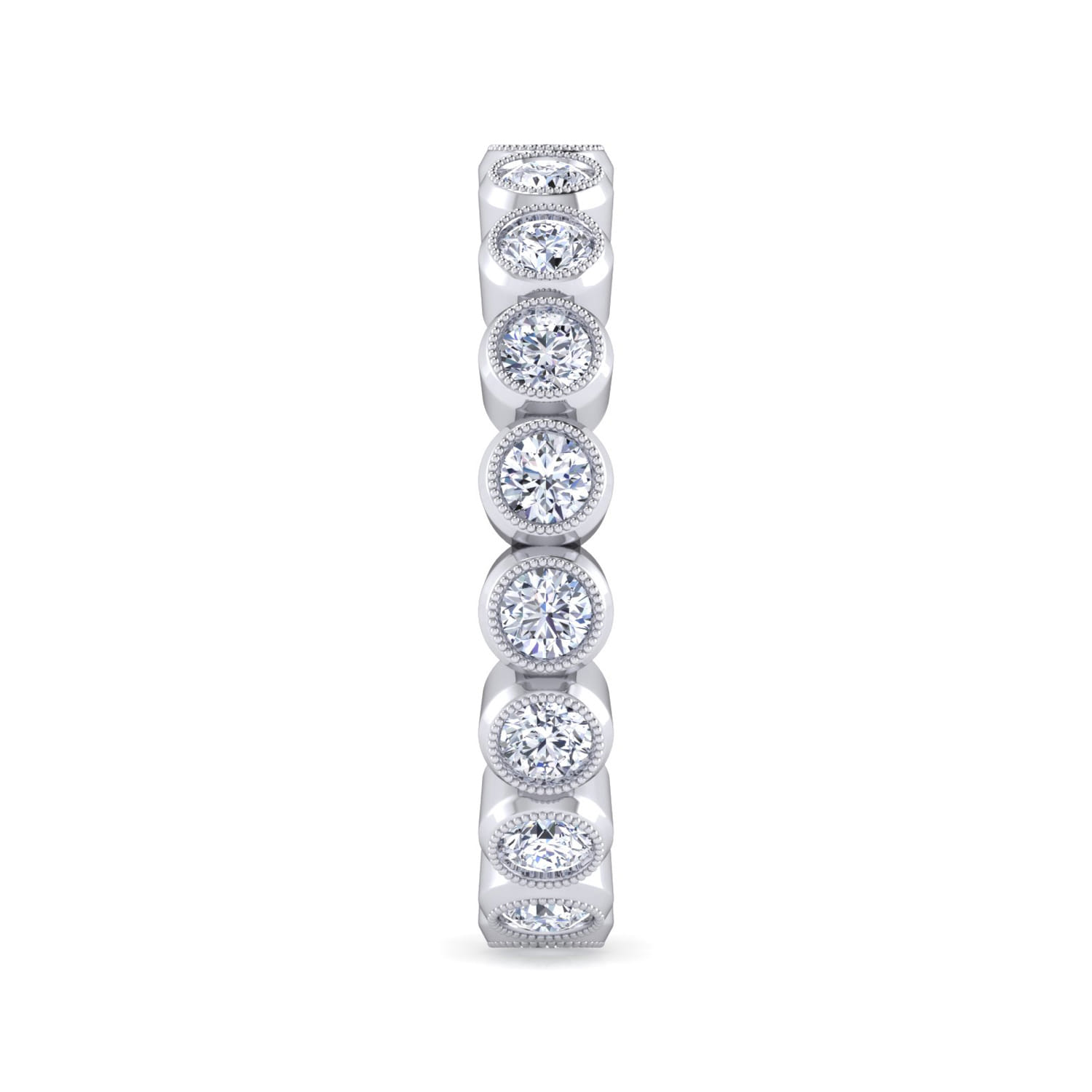 Eternity Band Wedding Ring in 14k White Gold with Round Natural Diamond at Gabriel & Co. - Shot 4