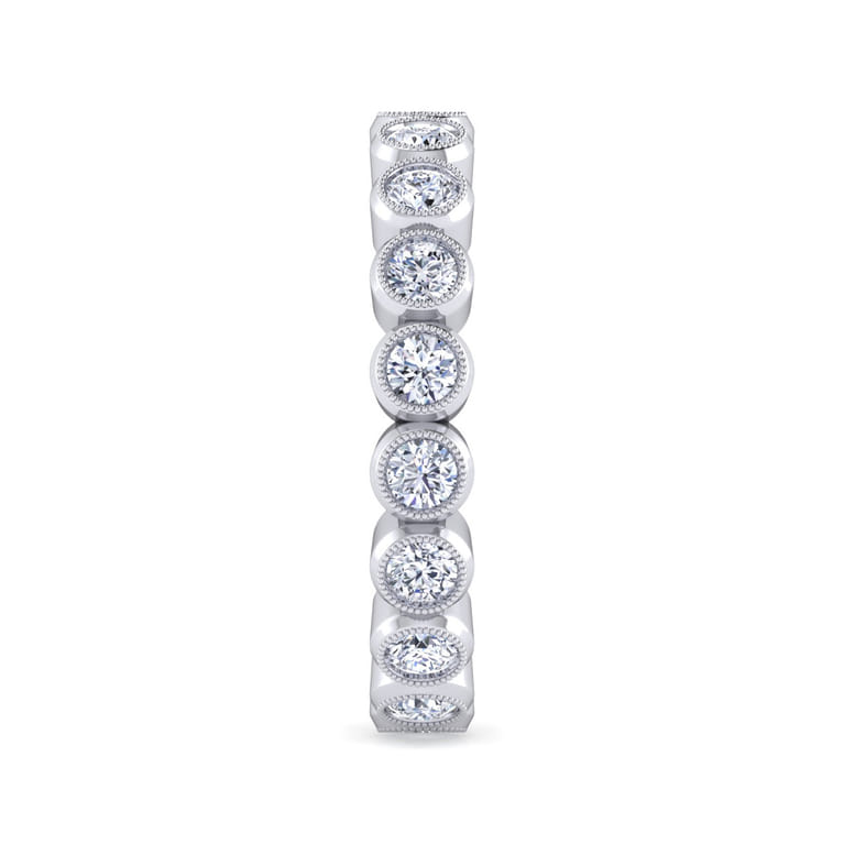 Eternity Band Wedding Ring in 14k White Gold with Round Natural Diamond at Gabriel & Co. - Shot 4