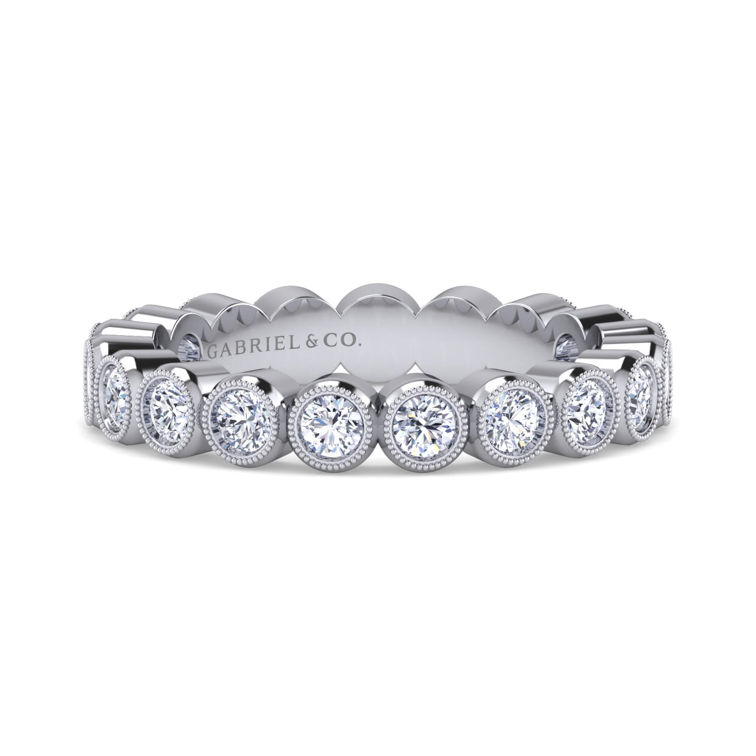 Eternity Band Wedding Ring in 14k White Gold with Round Natural Diamond at Gabriel & Co. - Shot 1