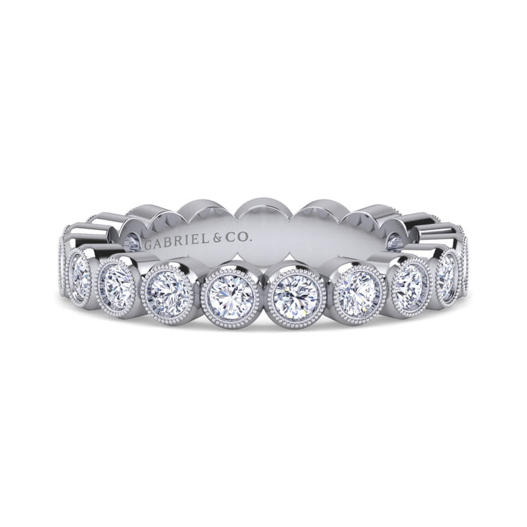 Eternity Band Wedding Ring in 14k White Gold with Round Natural Diamond at Gabriel & Co. - Shot 1