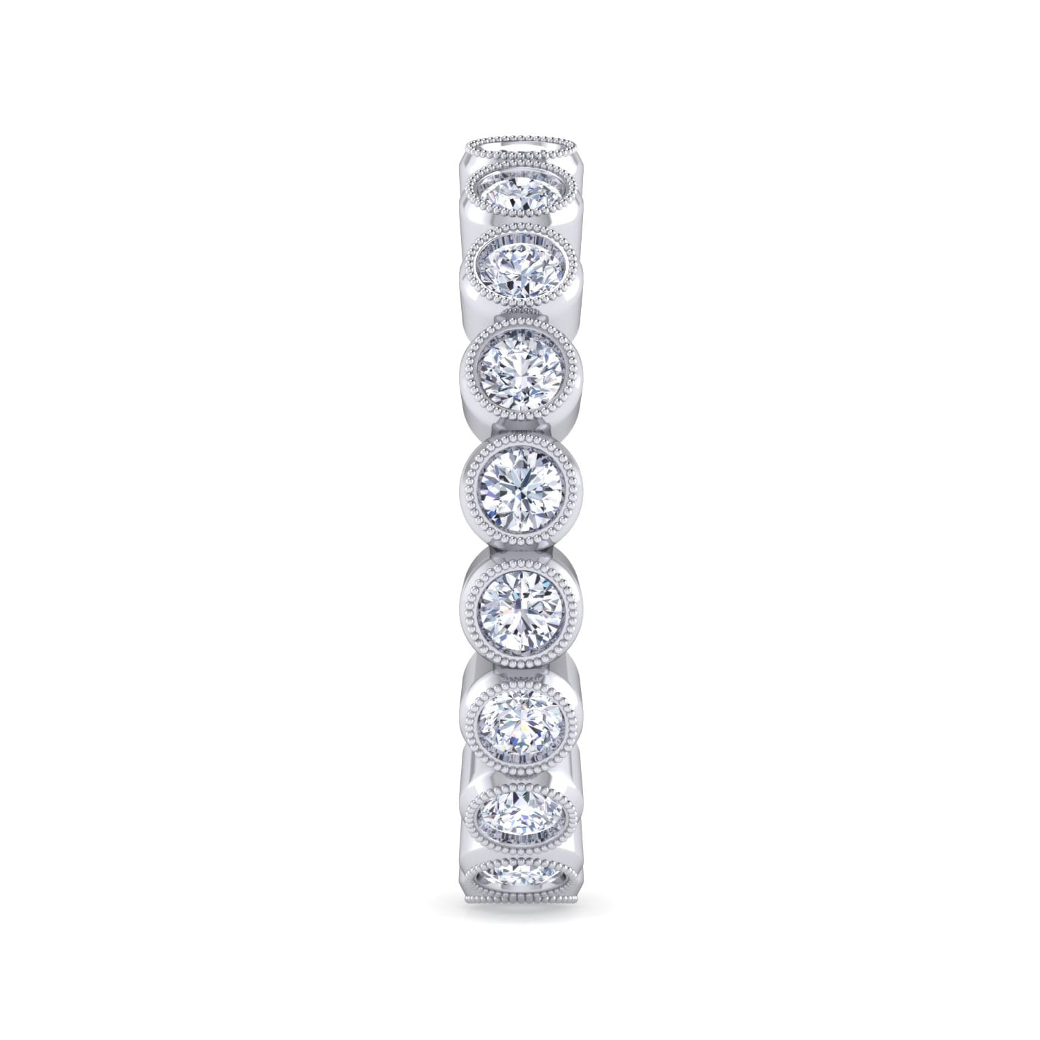Eternity Band Wedding Ring in 14k White Gold with Round Natural Diamond at Gabriel & Co. - Shot 4