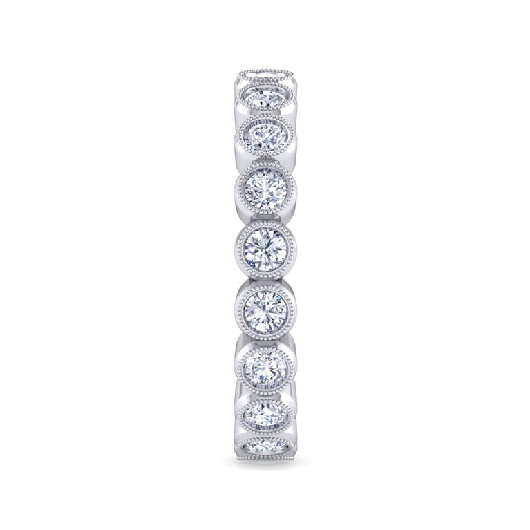 Eternity Band Wedding Ring in 14k White Gold with Round Natural Diamond at Gabriel & Co. - Shot 4
