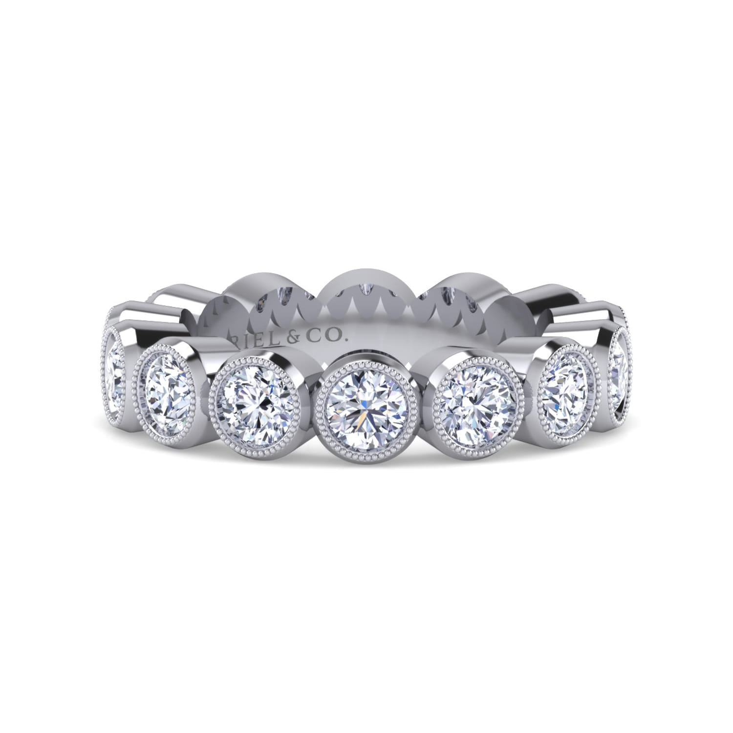 Eternity Band Wedding Ring in 14k White Gold with Round Natural Diamond at Gabriel & Co. - Shot 1