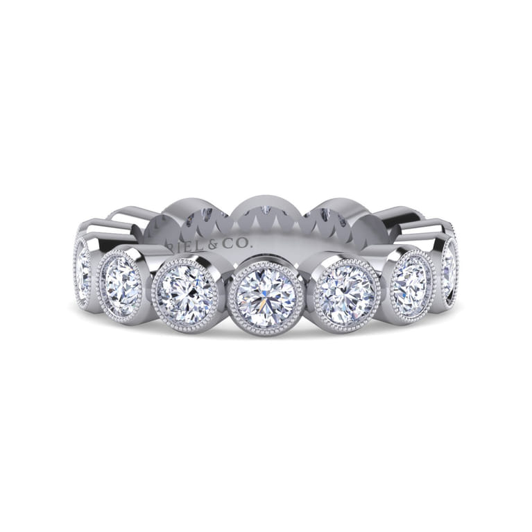 Eternity Band Wedding Ring in 14k White Gold with Round Natural Diamond at Gabriel & Co. - Shot 1