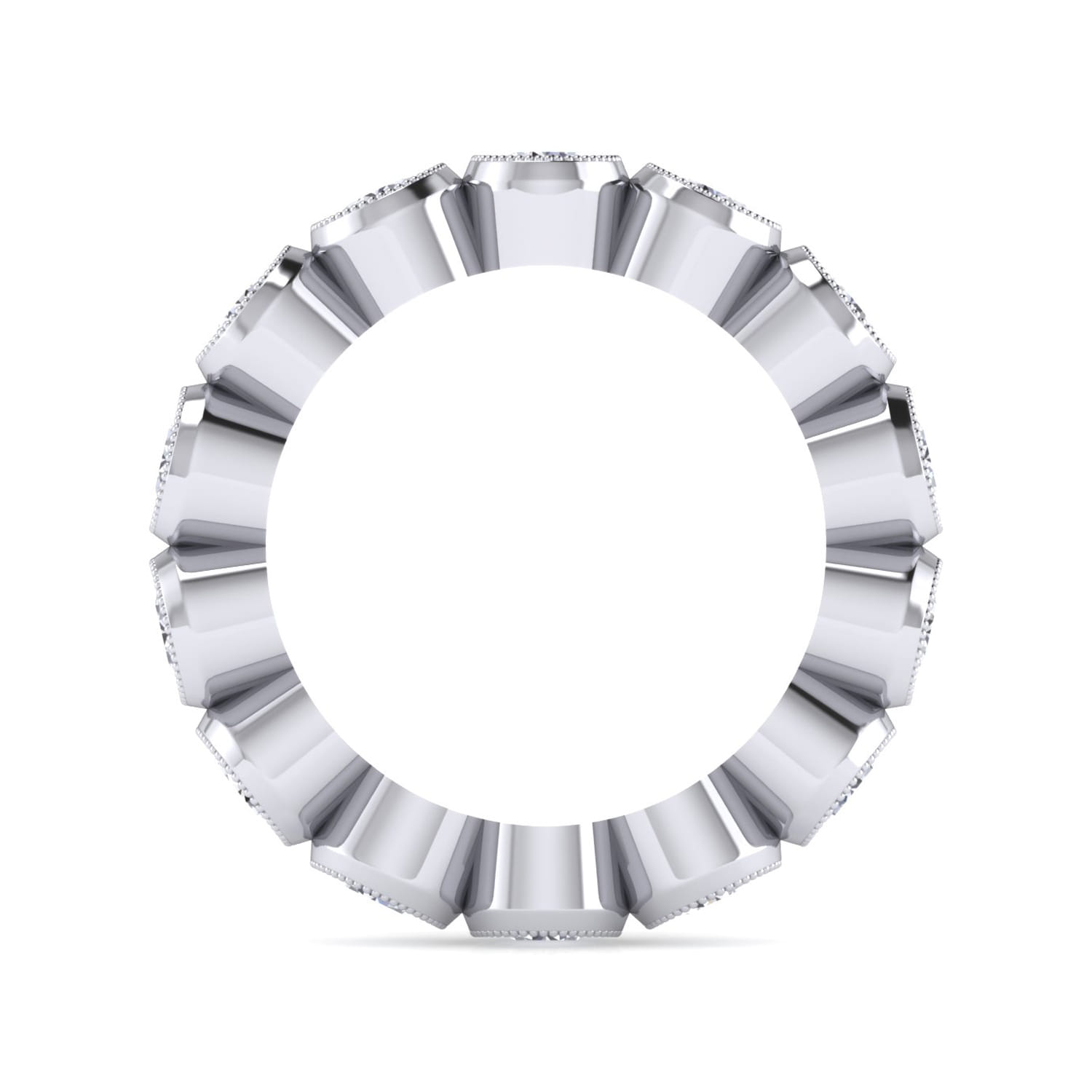 Eternity Band Wedding Ring in 14k White Gold with Round Natural Diamond at Gabriel & Co. - Shot 2