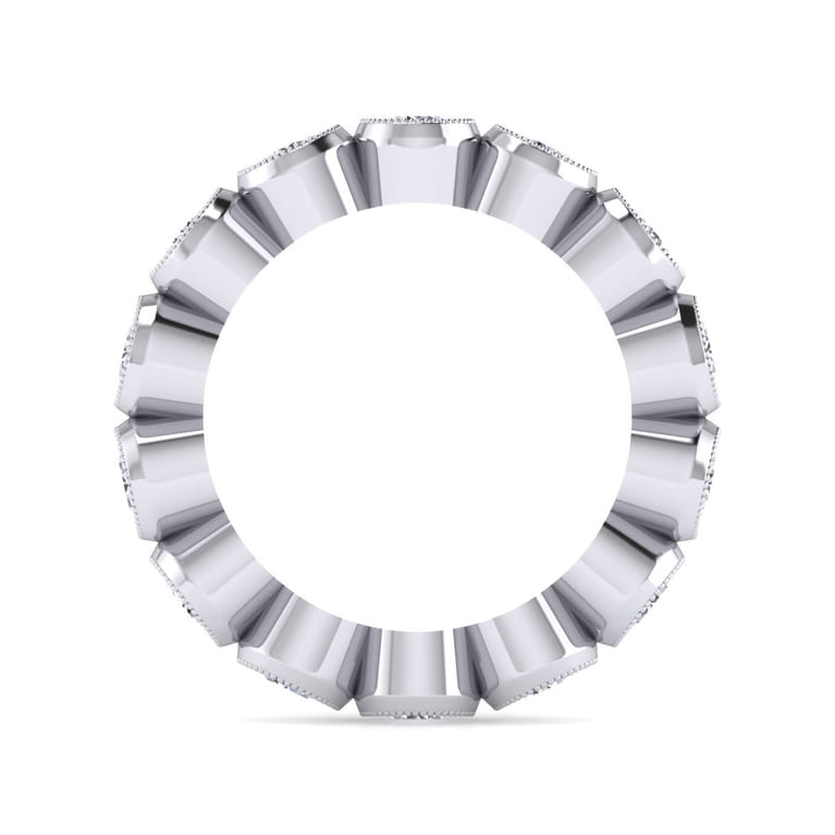 Eternity Band Wedding Ring in 14k White Gold with Round Natural Diamond at Gabriel & Co. - Shot 2