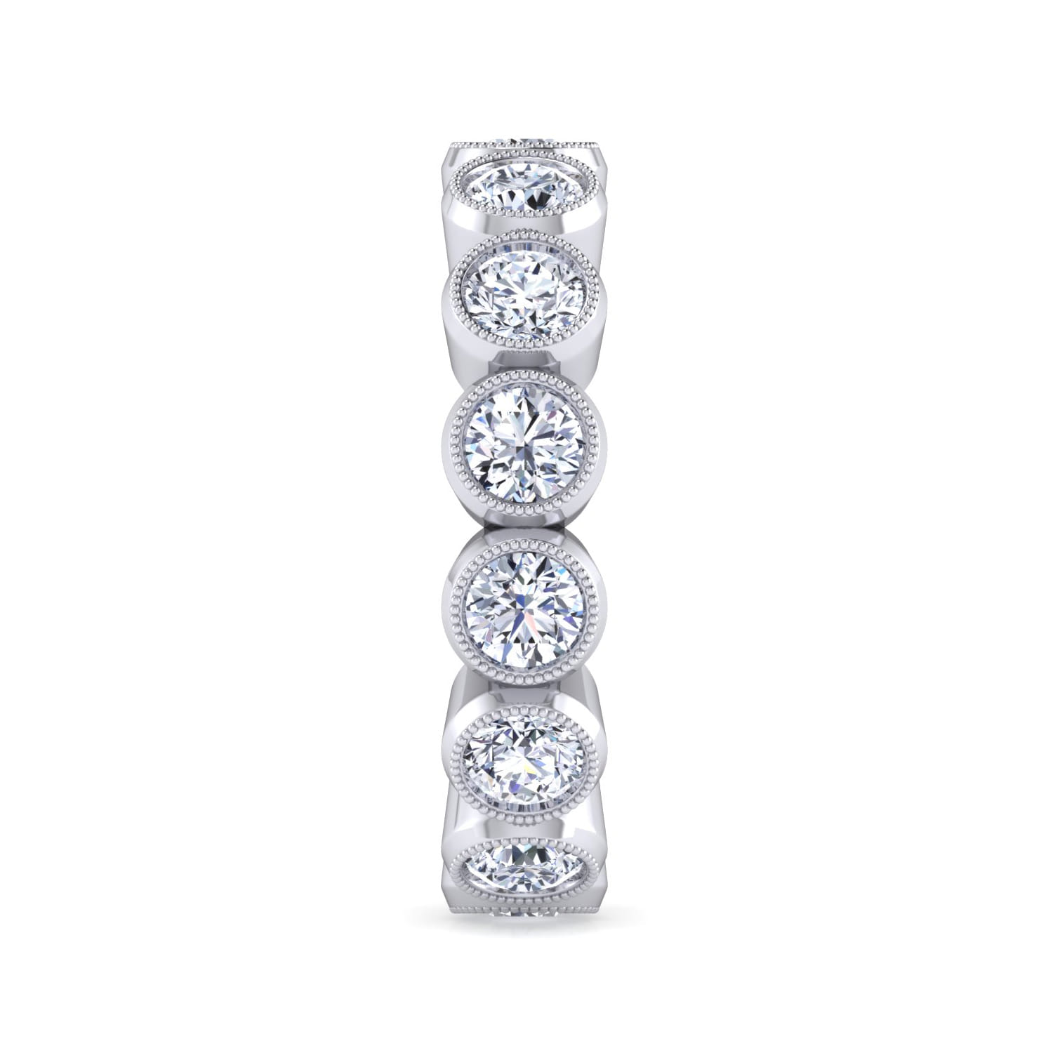Eternity Band Wedding Ring in 14k White Gold with Round Natural Diamond at Gabriel & Co. - Shot 4
