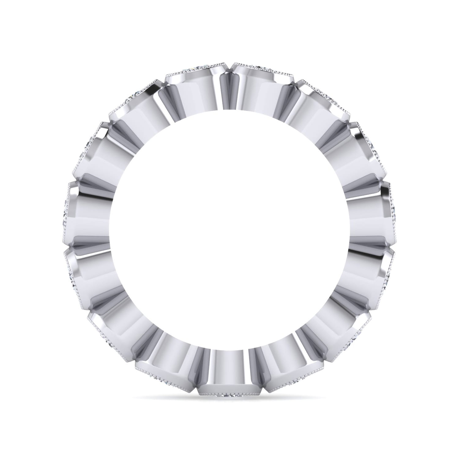 Eternity Band Wedding Ring in 14k White Gold with Round Natural Diamond at Gabriel & Co. - Shot 2