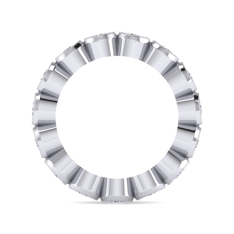 Eternity Band Wedding Ring in 14k White Gold with Round Natural Diamond at Gabriel & Co. - Shot 2