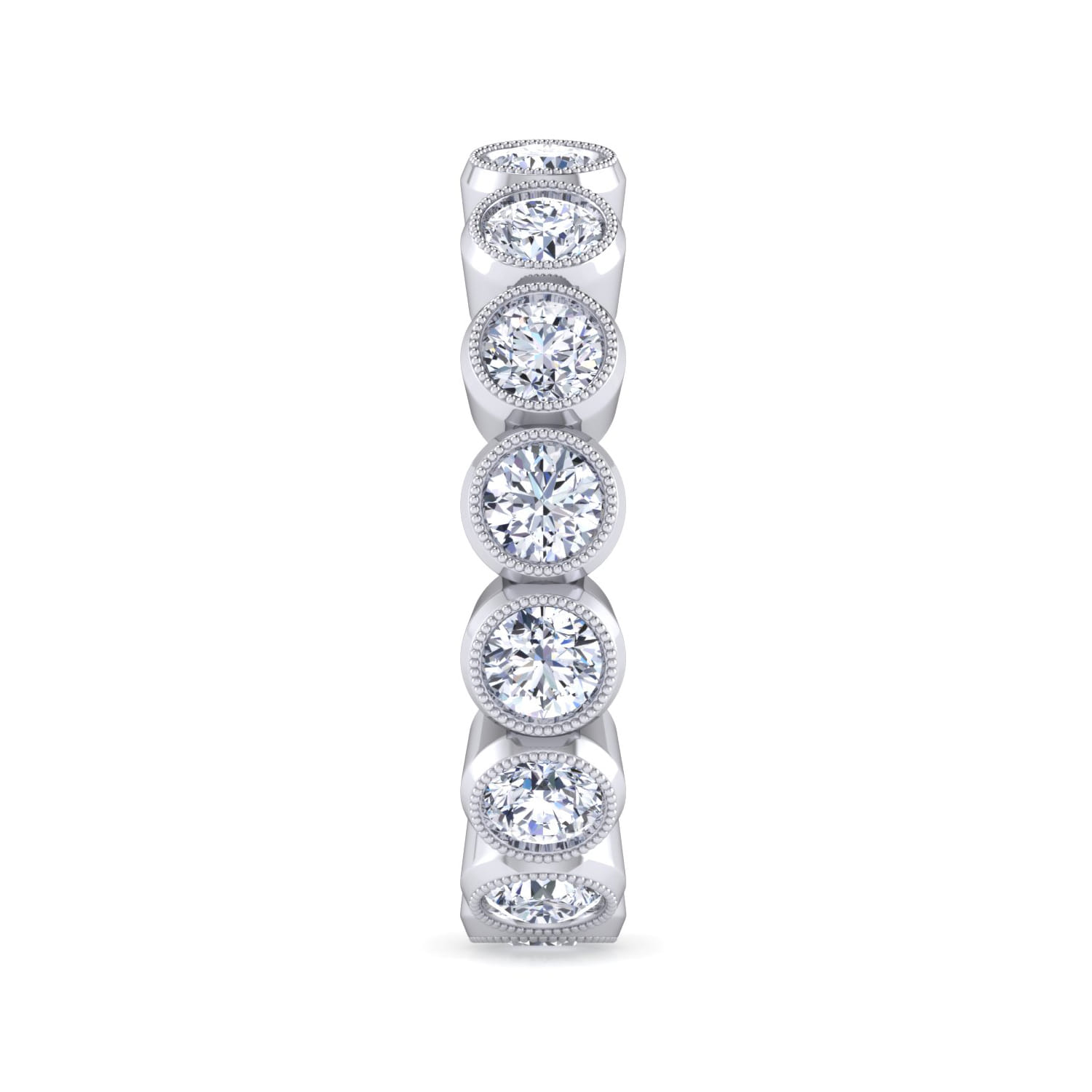Eternity Band Wedding Ring in 14k White Gold with Round Natural Diamond at Gabriel & Co. - Shot 4