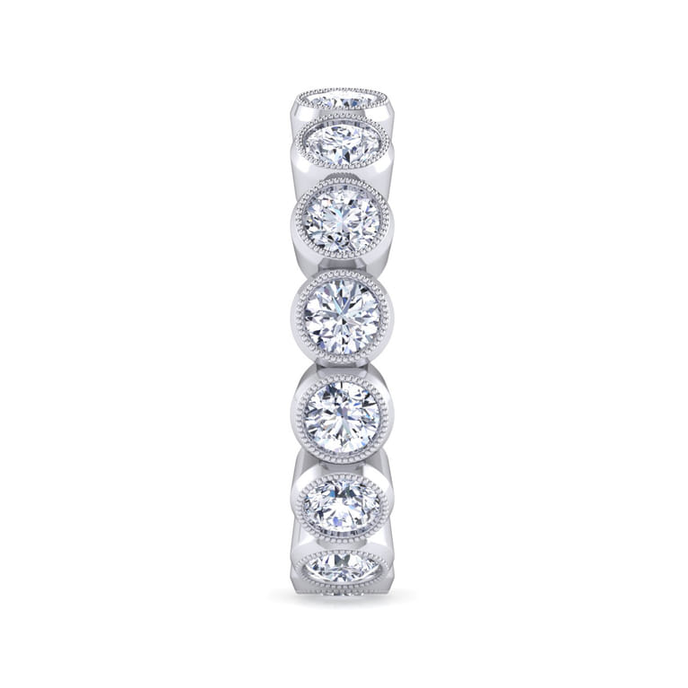 Eternity Band Wedding Ring in 14k White Gold with Round Natural Diamond at Gabriel & Co. - Shot 4
