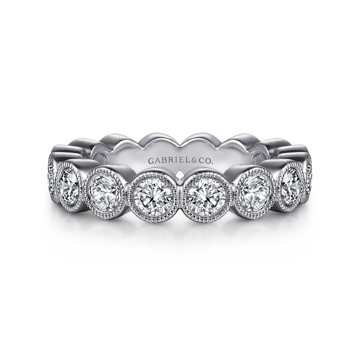 Athens - Vintage Inspired 14K White Gold Bezel Set Diamond Eternity Band