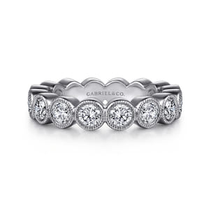 Athens - Vintage Inspired 14K White Gold Bezel Set Diamond Eternity Band