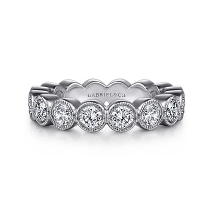 Athens - Vintage Inspired 14K White Gold Bezel Set Diamond Eternity Band