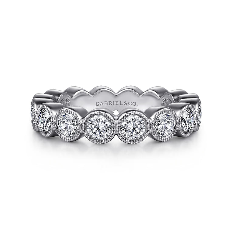Eternity Band Wedding Ring in 14k White Gold with Round Natural Diamond at Gabriel & Co. - Shot 1