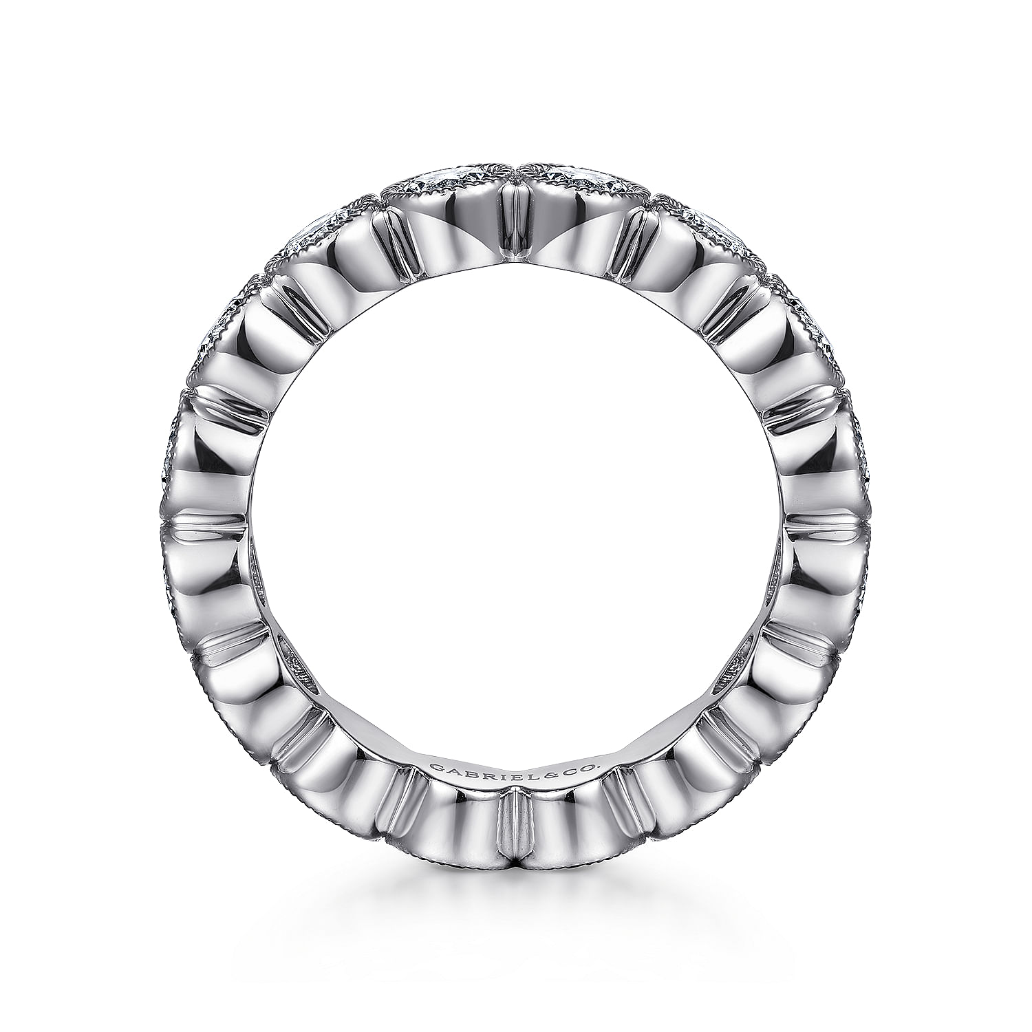 Athens - Vintage Inspired 14K White Gold Bezel Set Diamond Eternity Band
