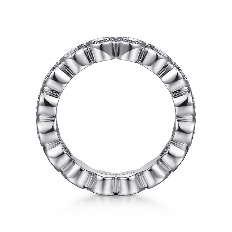 Eternity Band Wedding Ring in 14k White Gold with Round Natural Diamond at Gabriel & Co. - Shot 2