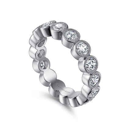 Athens - Vintage Inspired 14K White Gold Bezel Set Diamond Eternity Band