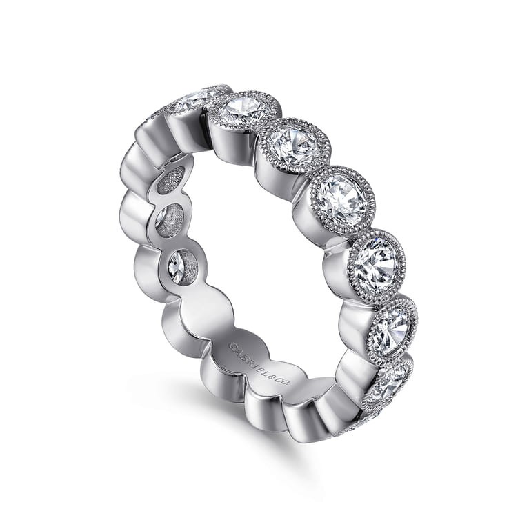 Eternity Band Wedding Ring in 14k White Gold with Round Natural Diamond at Gabriel & Co. - Shot 3