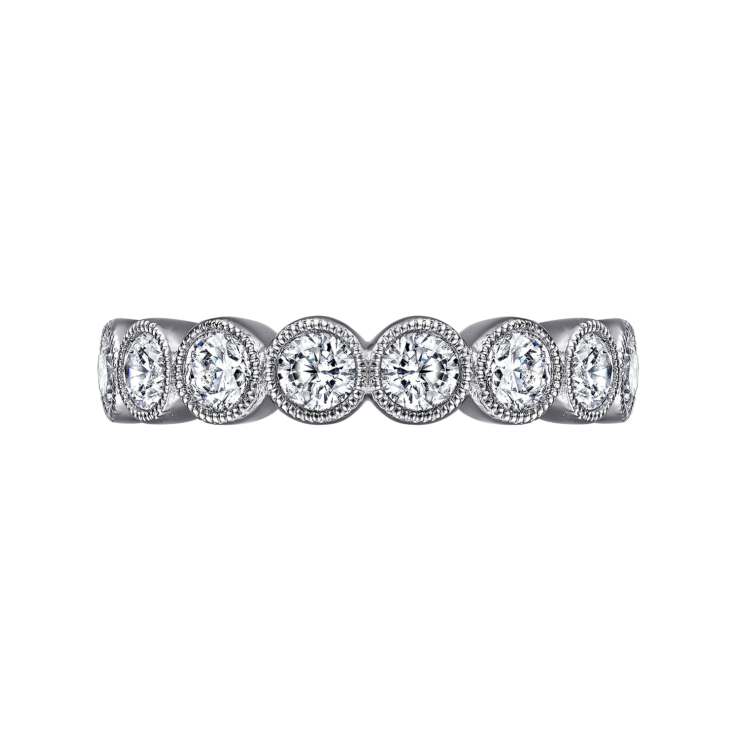 Athens - Vintage Inspired 14K White Gold Bezel Set Diamond Eternity Band