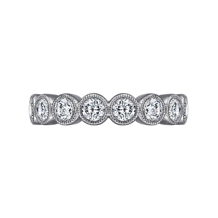 Athens - Vintage Inspired 14K White Gold Bezel Set Diamond Eternity Band