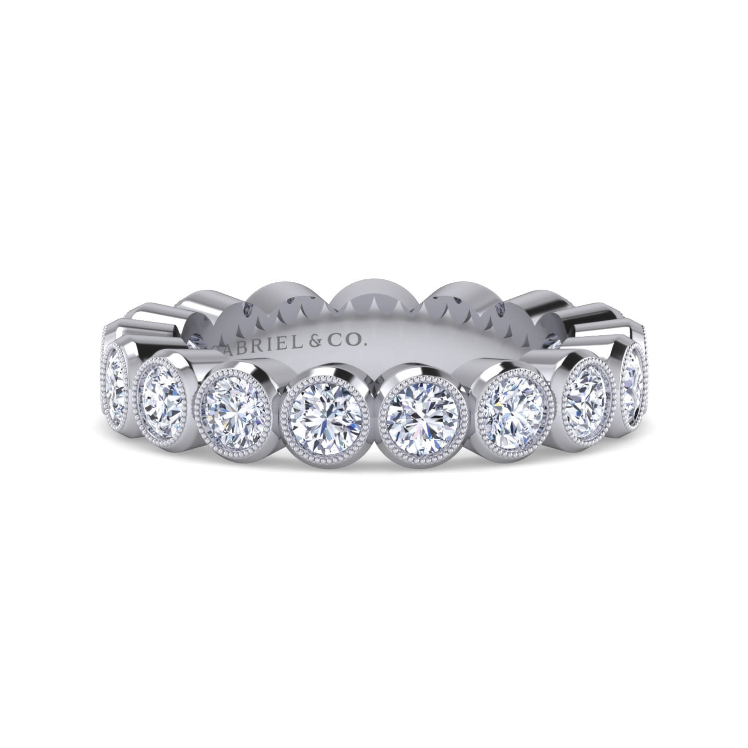 Eternity Band Wedding Ring in 14k White Gold with Round Natural Diamond at Gabriel & Co. - Shot 1