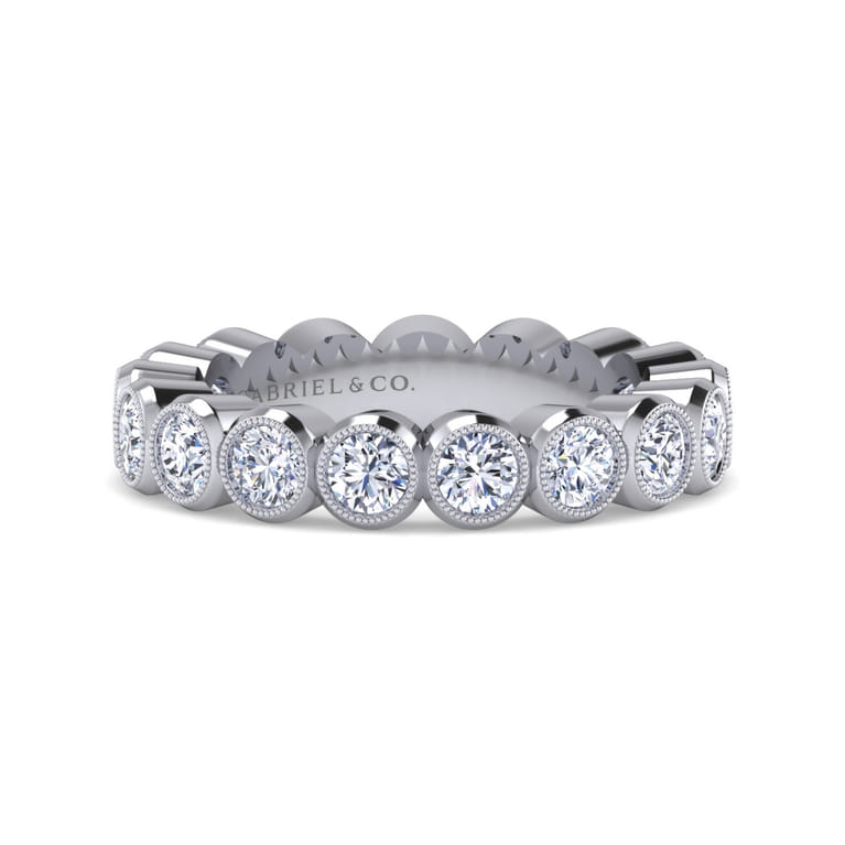 Eternity Band Wedding Ring in 14k White Gold with Round Natural Diamond at Gabriel & Co. - Shot 1