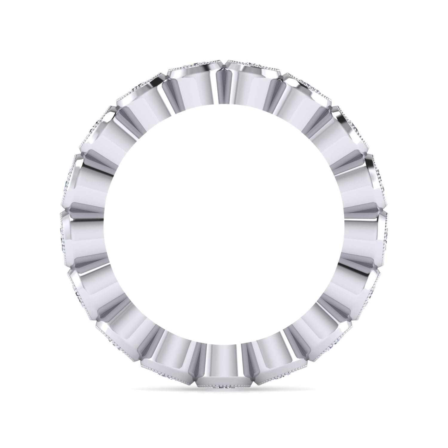 Eternity Band Wedding Ring in 14k White Gold with Round Natural Diamond at Gabriel & Co. - Shot 2