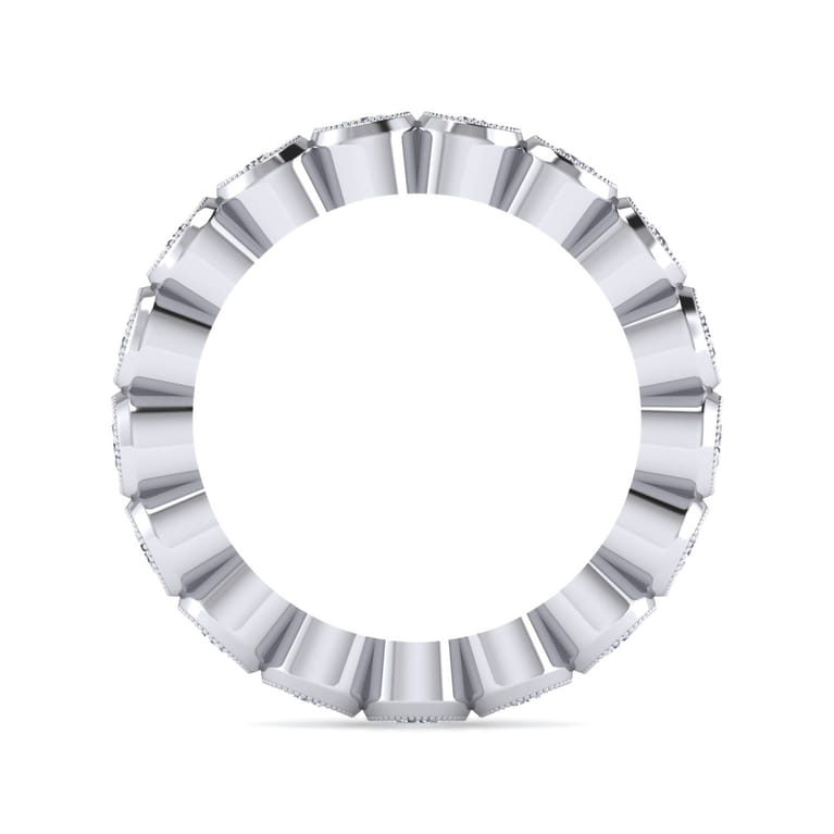 Eternity Band Wedding Ring in 14k White Gold with Round Natural Diamond at Gabriel & Co. - Shot 2