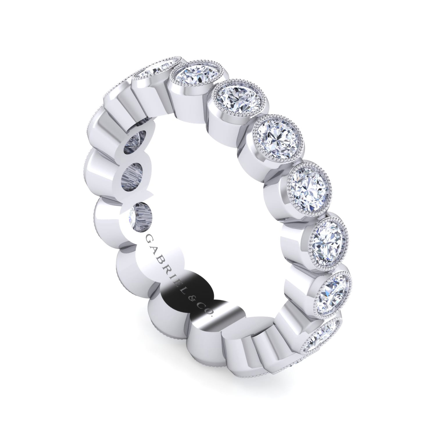 Eternity Band Wedding Ring in 14k White Gold with Round Natural Diamond at Gabriel & Co. - Shot 3