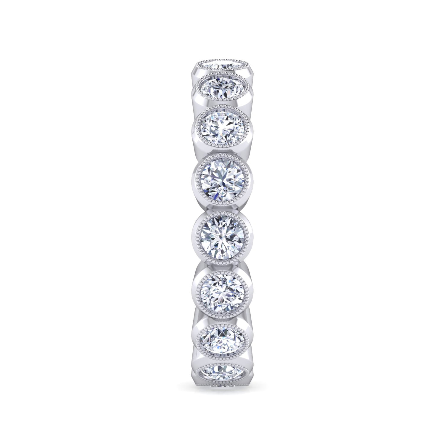 Eternity Band Wedding Ring in 14k White Gold with Round Natural Diamond at Gabriel & Co. - Shot 4