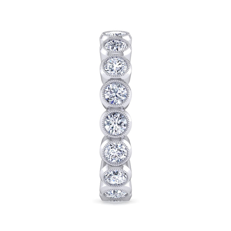 Eternity Band Wedding Ring in 14k White Gold with Round Natural Diamond at Gabriel & Co. - Shot 4