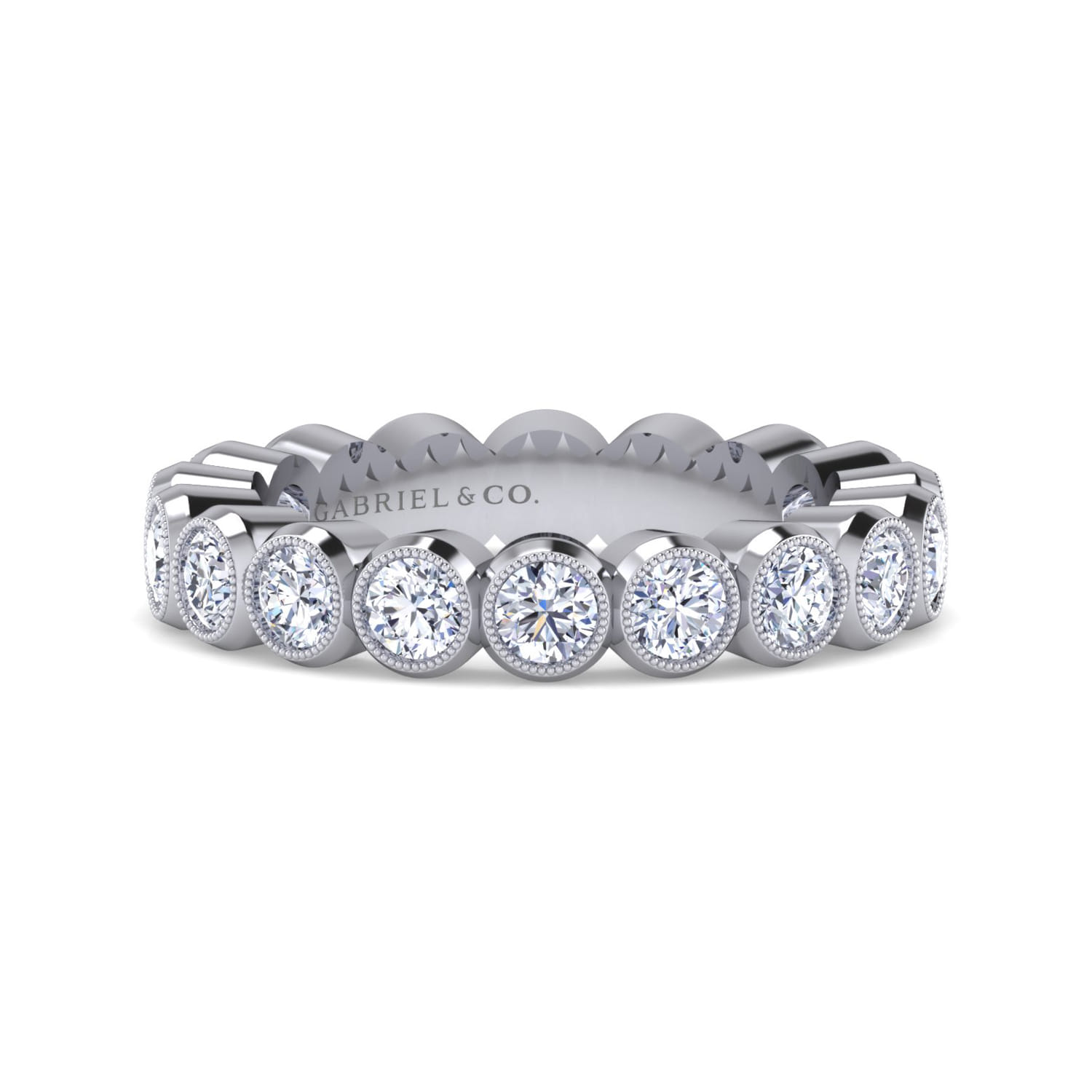 Eternity Band Wedding Ring in 14k White Gold with Round Natural Diamond at Gabriel & Co. - Shot 1