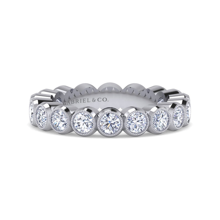 Eternity Band Wedding Ring in 14k White Gold with Round Natural Diamond at Gabriel & Co. - Shot 1
