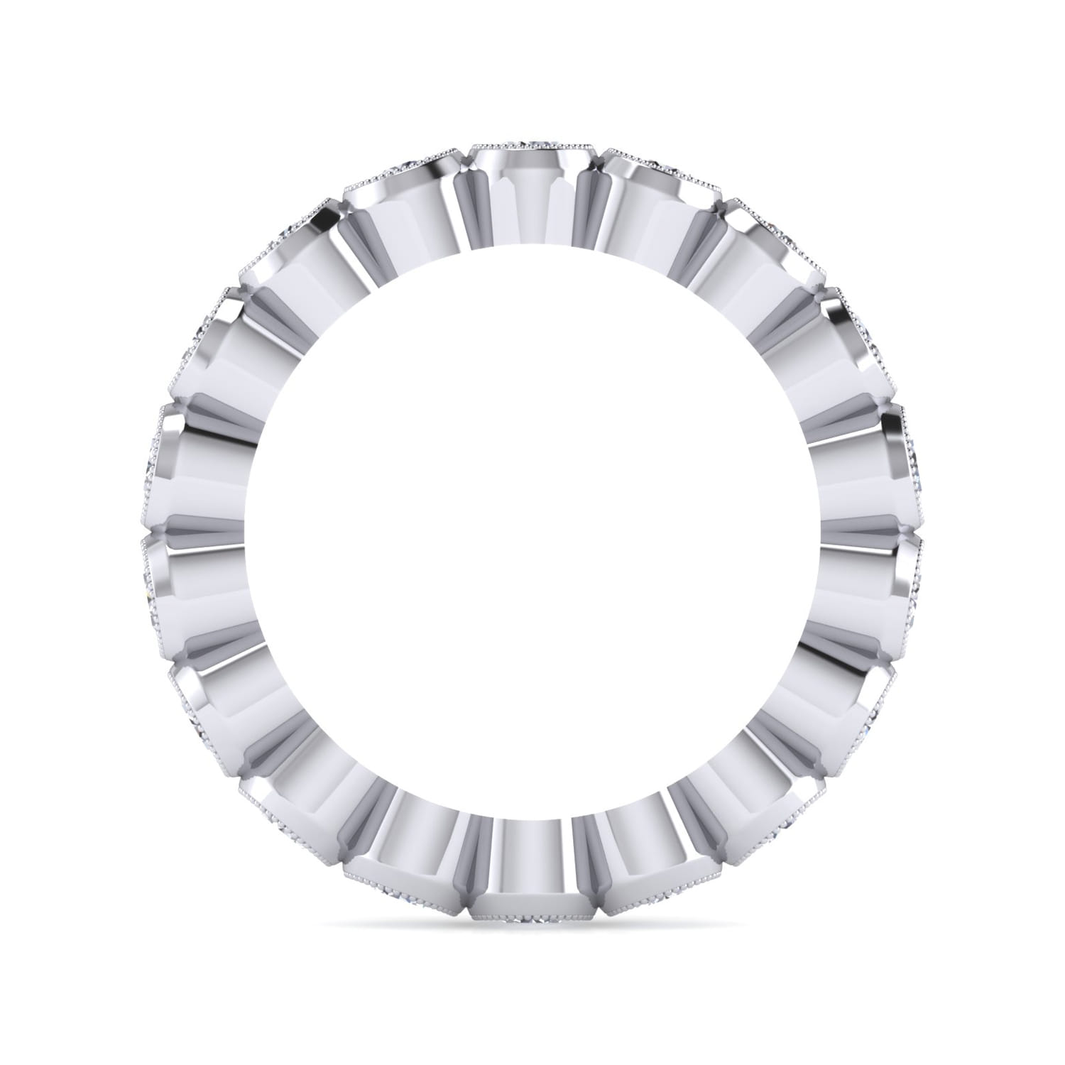 Eternity Band Wedding Ring in 14k White Gold with Round Natural Diamond at Gabriel & Co. - Shot 2