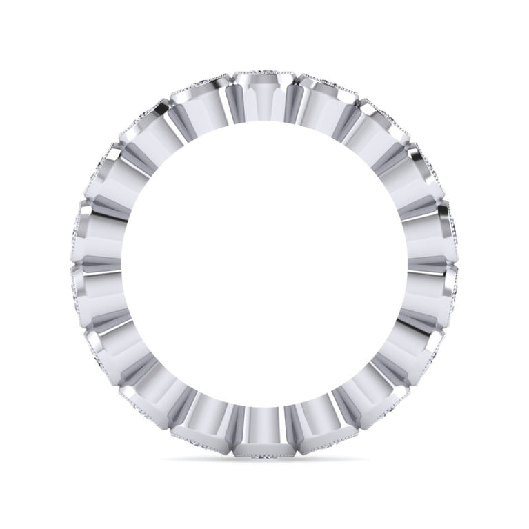 Eternity Band Wedding Ring in 14k White Gold with Round Natural Diamond at Gabriel & Co. - Shot 2
