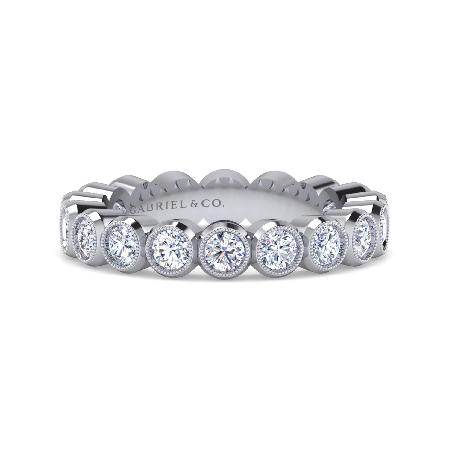 Eternity Band Wedding Ring in 14k White Gold with Round Natural Diamond at Gabriel & Co. - Shot 1