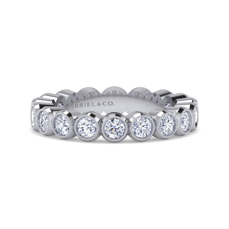 Eternity Band Wedding Ring in 14k White Gold with Round Natural Diamond at Gabriel & Co. - Shot 1