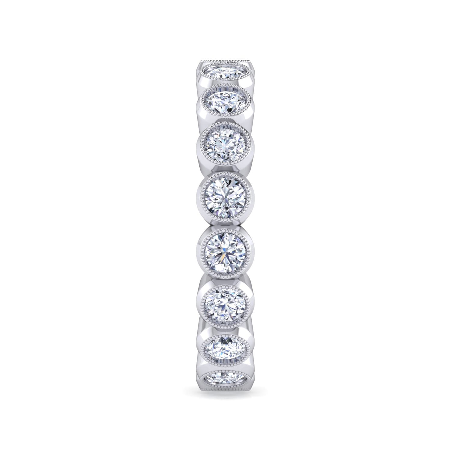 Eternity Band Wedding Ring in 14k White Gold with Round Natural Diamond at Gabriel & Co. - Shot 4