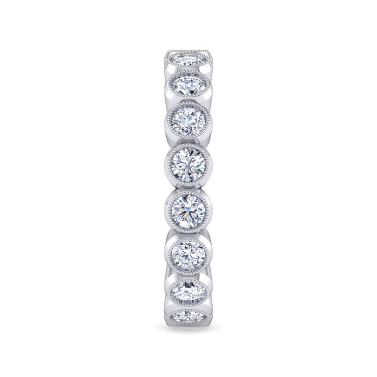 Eternity Band Wedding Ring in 14k White Gold with Round Natural Diamond at Gabriel & Co. - Shot 4