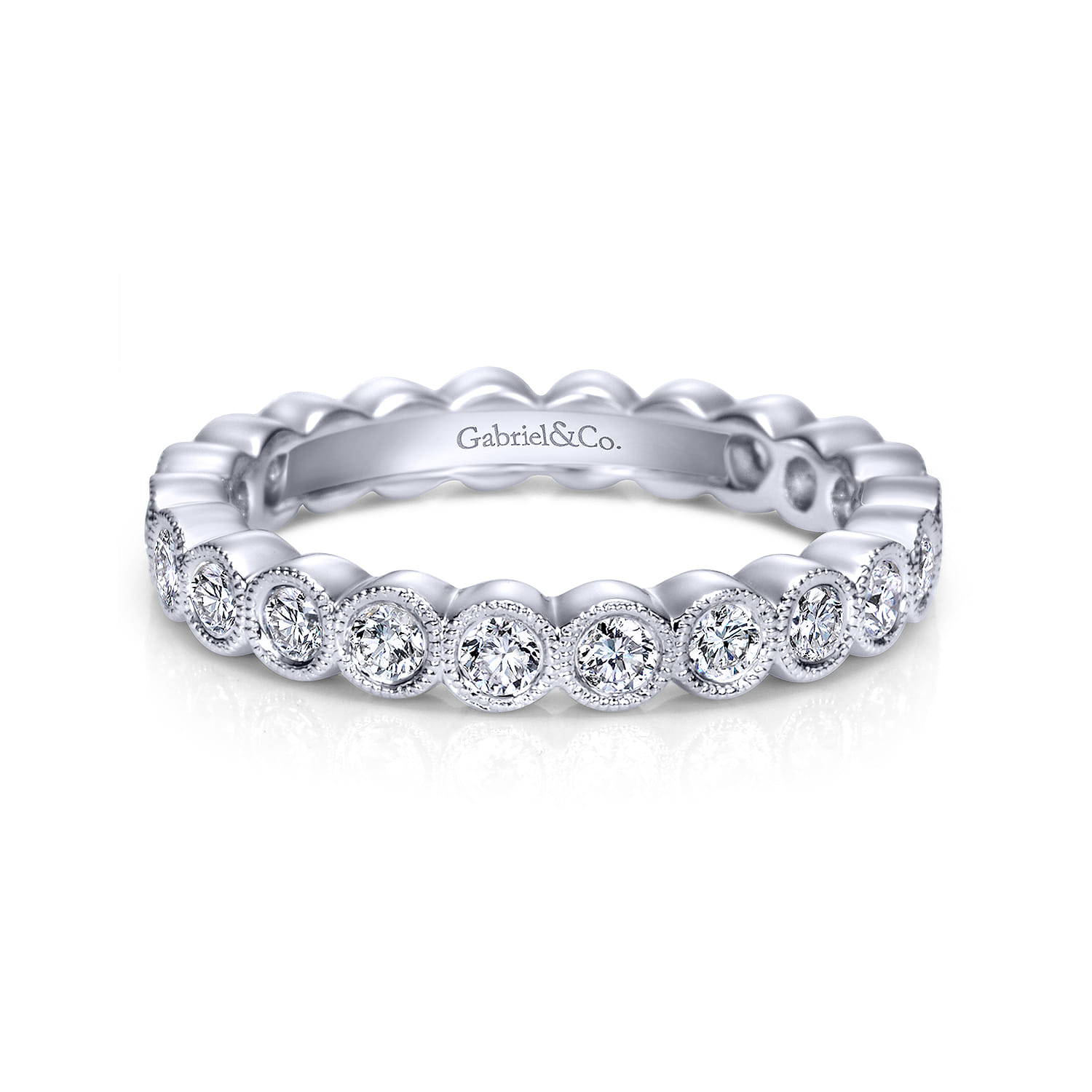 Eternity Band Wedding Ring in 14k White Gold with Round Natural Diamond at Gabriel & Co. - Shot 1