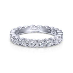 Athens - Vintage Inspired 14K White Gold Bezel Set Diamond Eternity Band