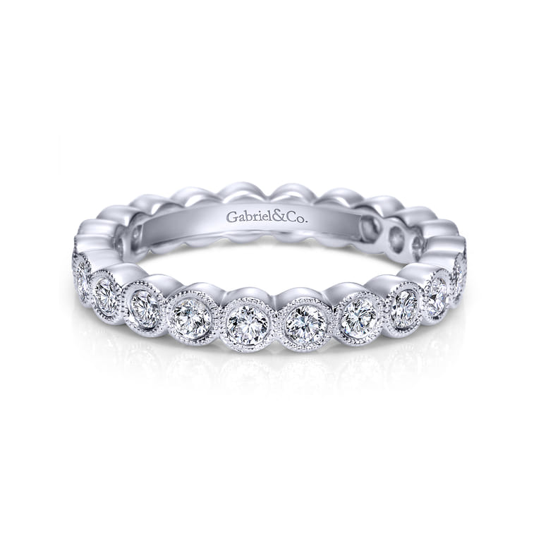 Eternity Band Wedding Ring in 14k White Gold with Round Natural Diamond at Gabriel & Co. - Shot 1