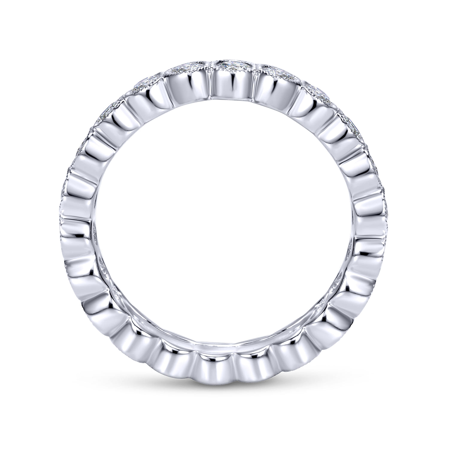 Eternity Band Wedding Ring in 14k White Gold with Round Natural Diamond at Gabriel & Co. - Shot 2