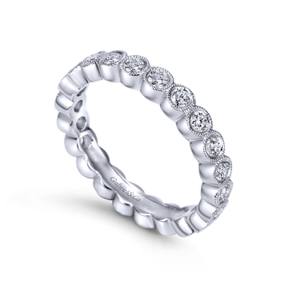 Athens - Vintage Inspired 14K White Gold Bezel Set Diamond Eternity Band
