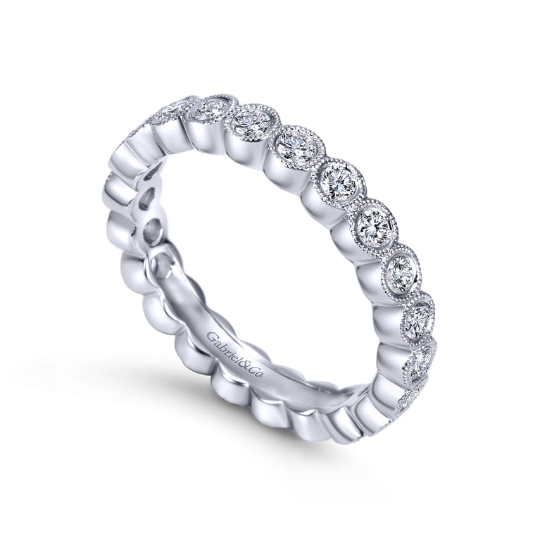 Eternity Band Wedding Ring in 14k White Gold with Round Natural Diamond at Gabriel & Co. - Shot 3