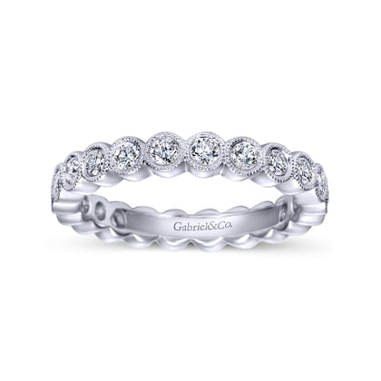 Athens - Vintage Inspired 14K White Gold Bezel Set Diamond Eternity Band
