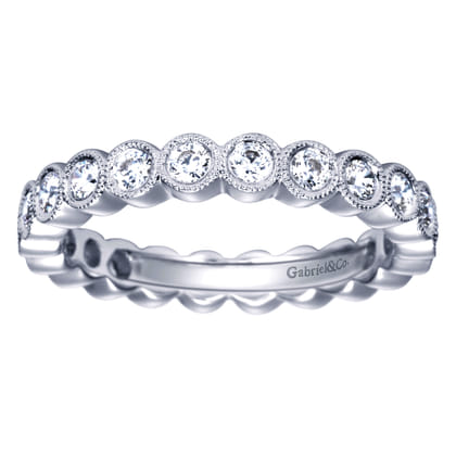 Athens - Vintage Inspired 14K White Gold Bezel Set Diamond Eternity Band