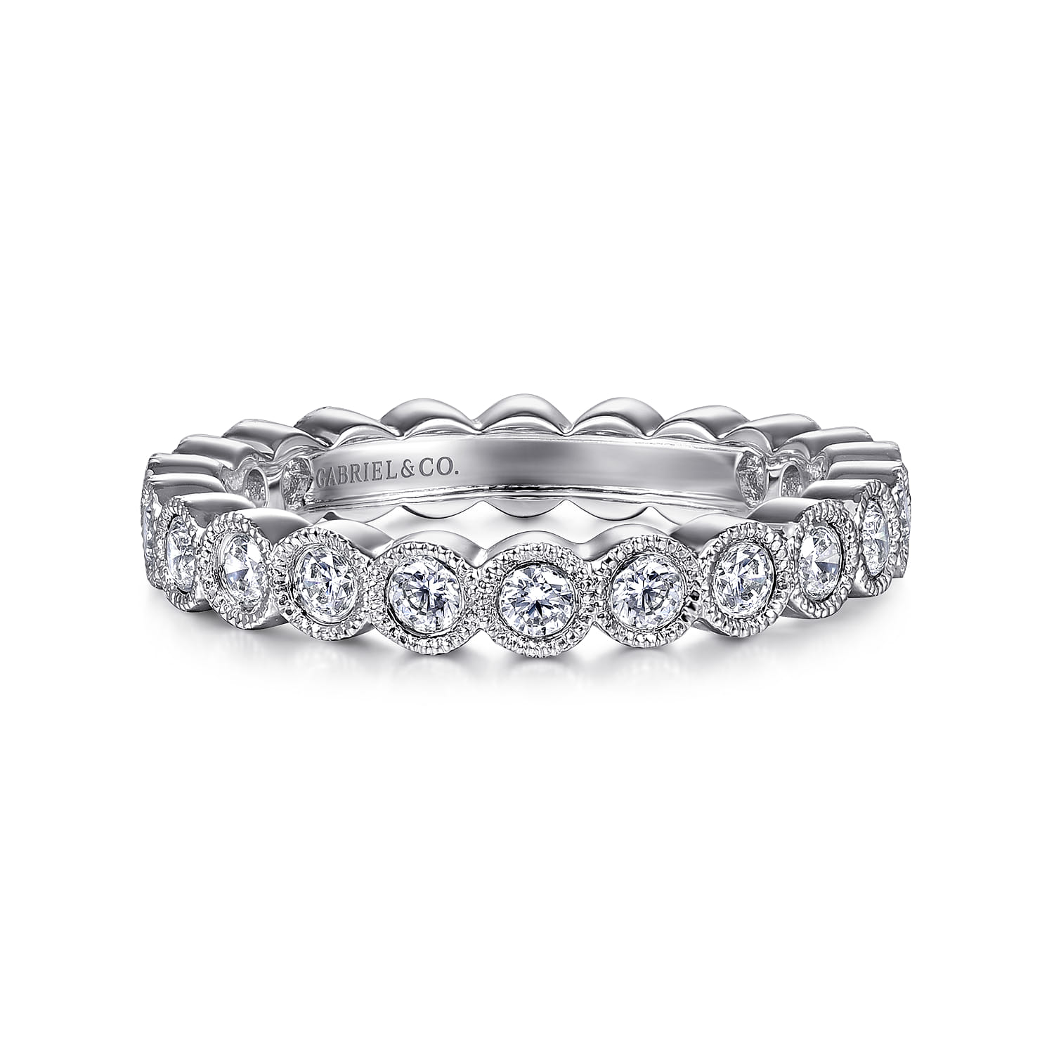 Eternity Band Wedding Ring in 14k White Gold with Round Natural Diamond at Gabriel & Co. - Shot 1